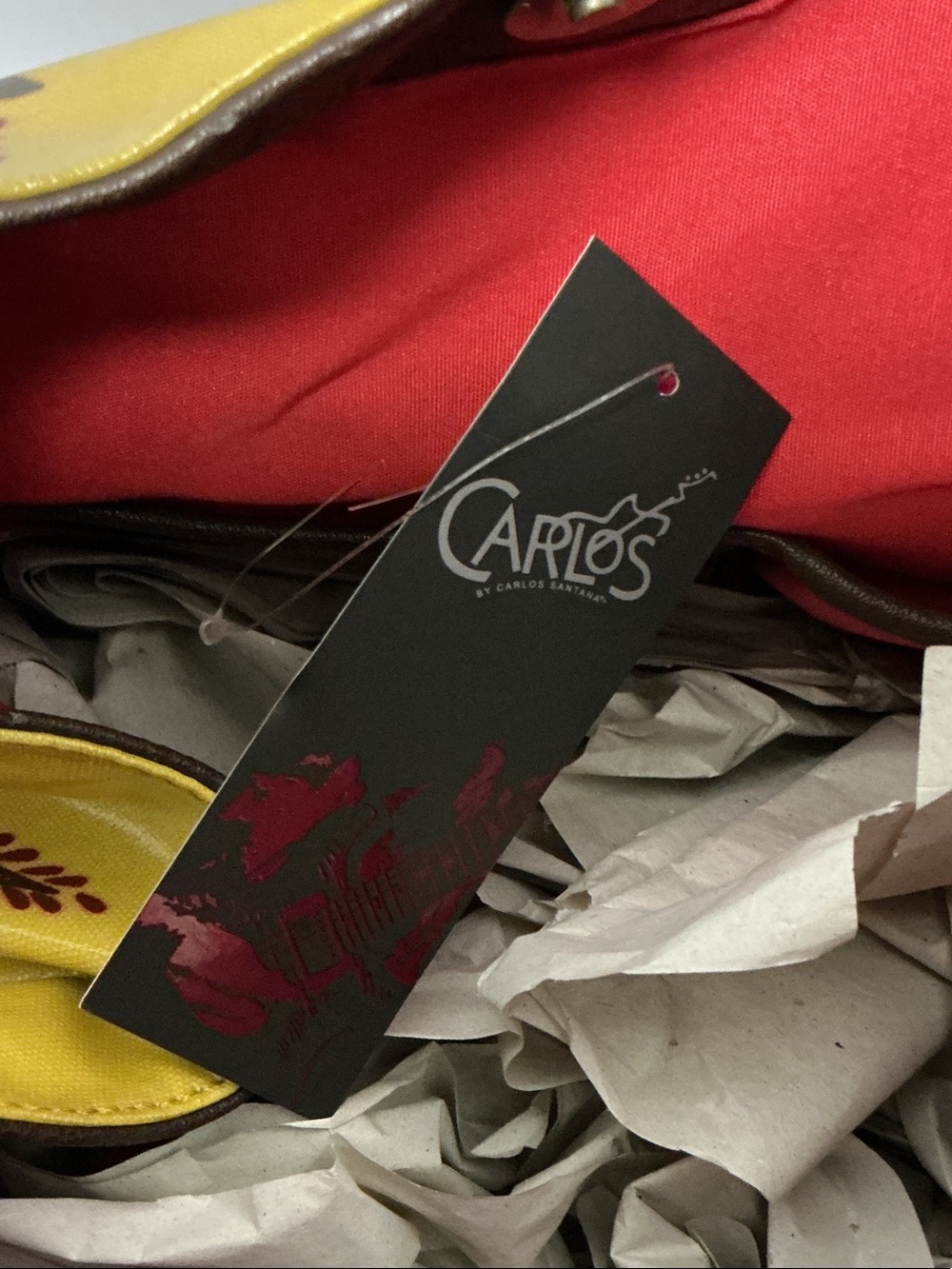 Carlos by Carlos Santana Yellow Floral Shoulder Tote with Brown Trim - Picture 5 of 5